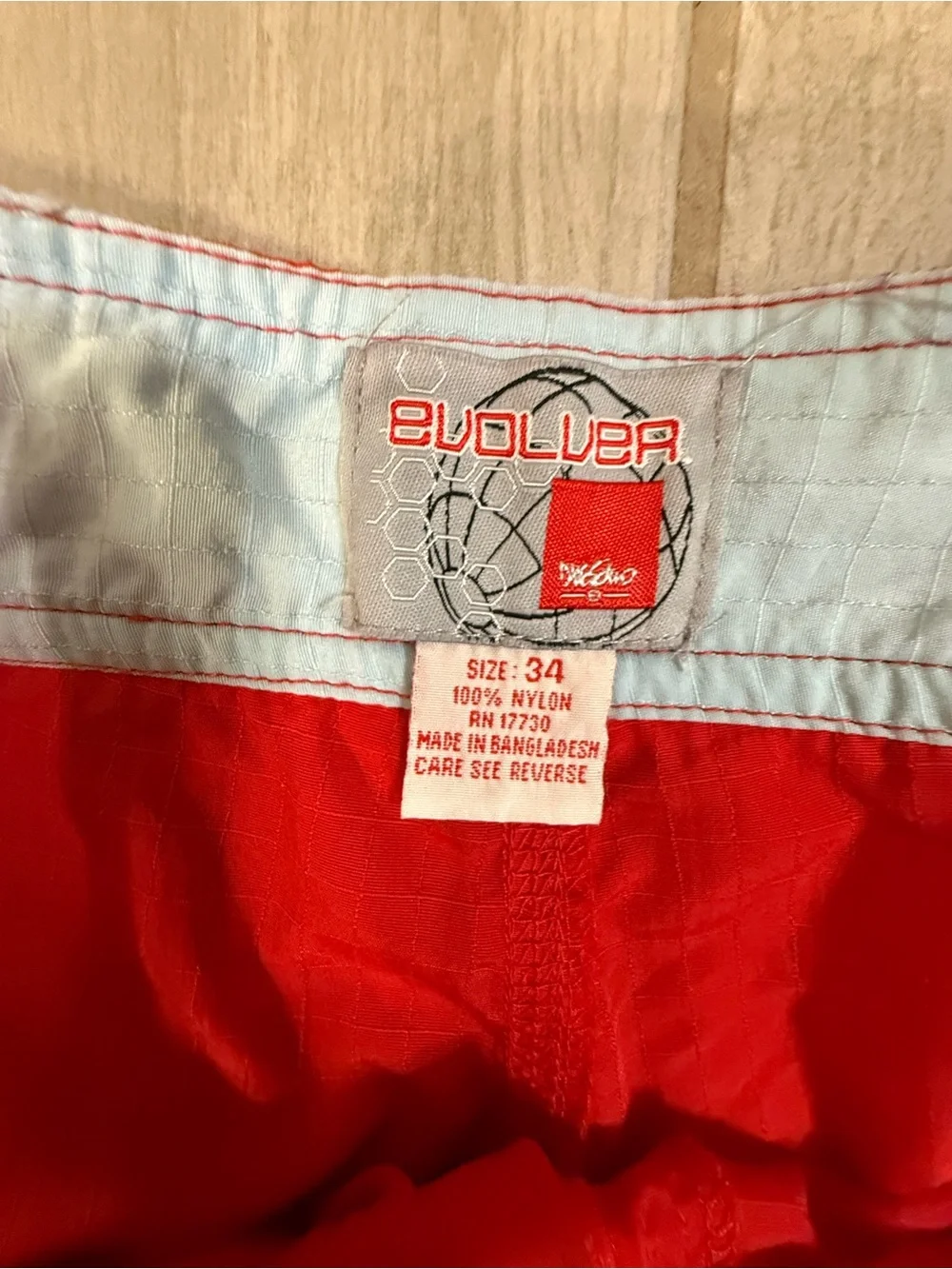 Men's Evolver Red Swim Trunks with Contrast Trim size 34